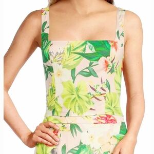 ANTONIO  MELANI  SQUARE  NECK  FLORAL  TOP